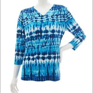 NEW Liquid Knit 3/4 Sleeve Top with Shoulder Detail, L
